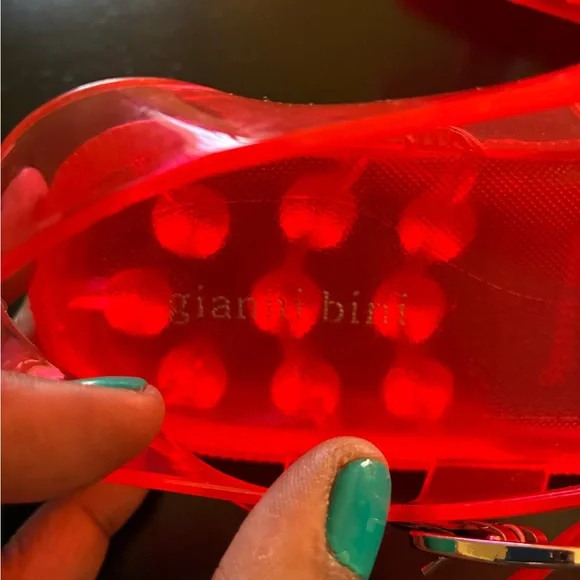 Gianni Bini Transparent Red Woven Jelly Sandals - Picture 2 of 3